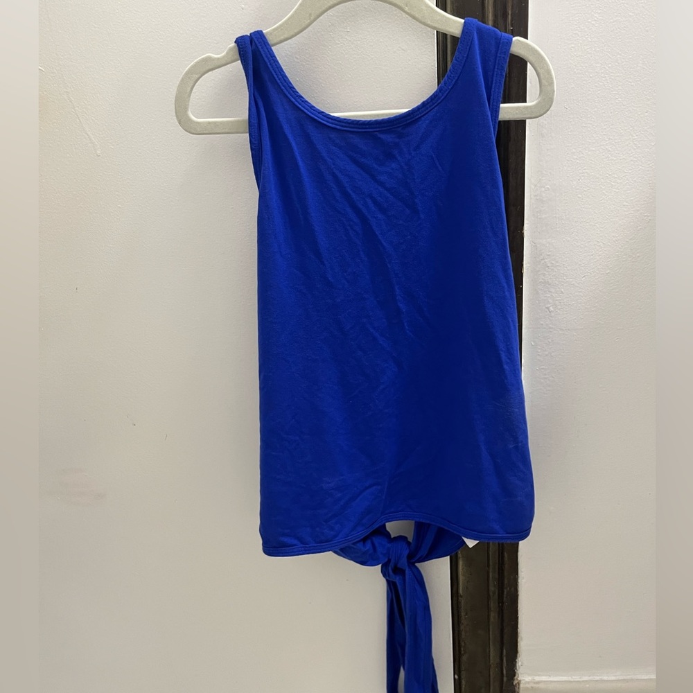 Workout Top - open back/ tie, in royal blue, Pilates boutique